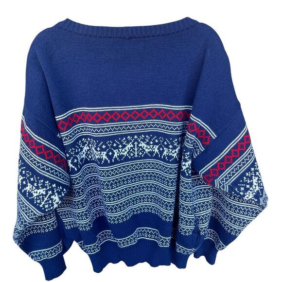 Vintage Masterpiece Apparel Cardigan Sweater Mens Large Blue Fair Isle Winter - Picture 2 of 11